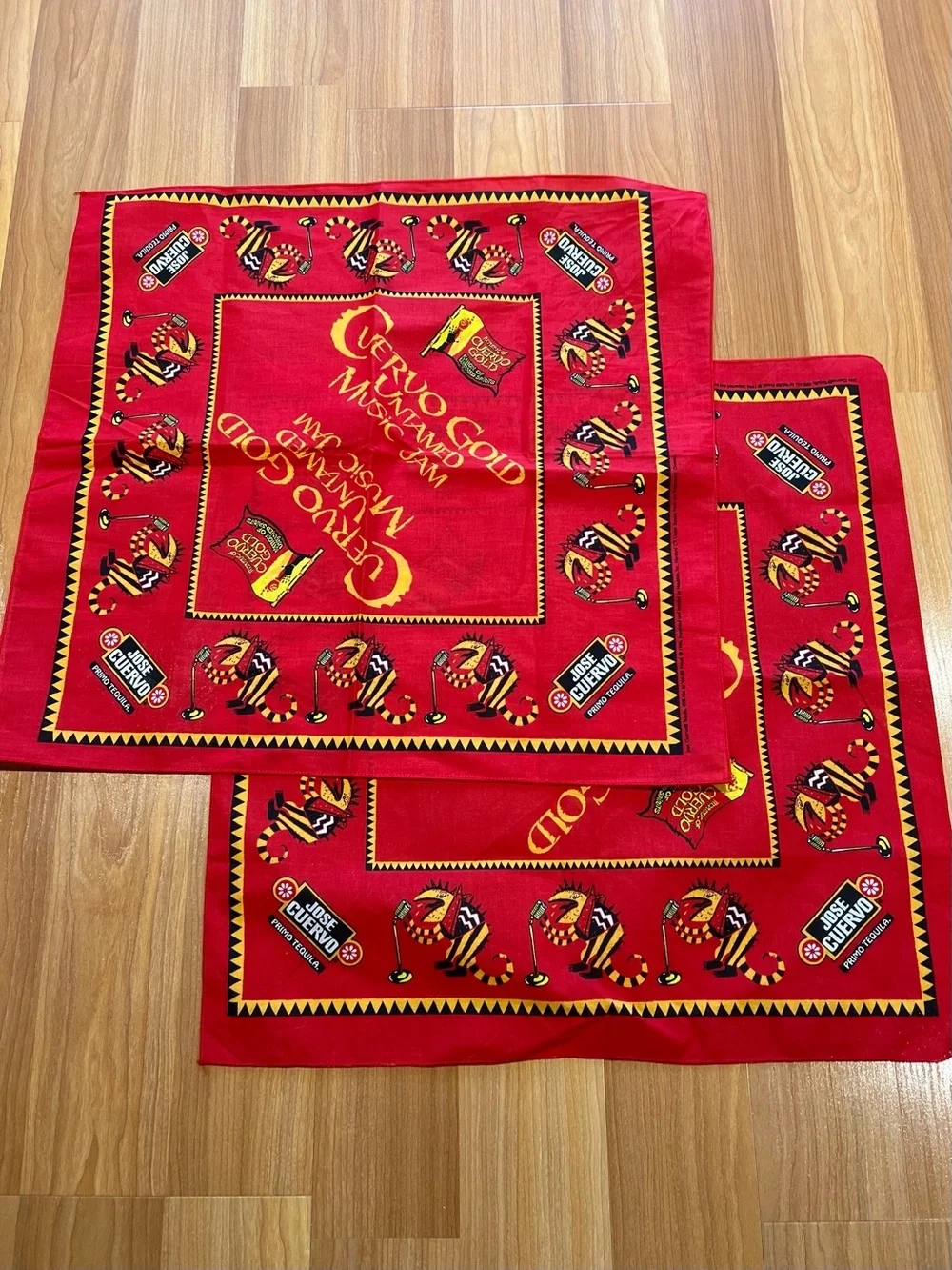 Vintage Jose Cuervo Gold Untamed Music Jam Bandanas Set of 2 Cotton New